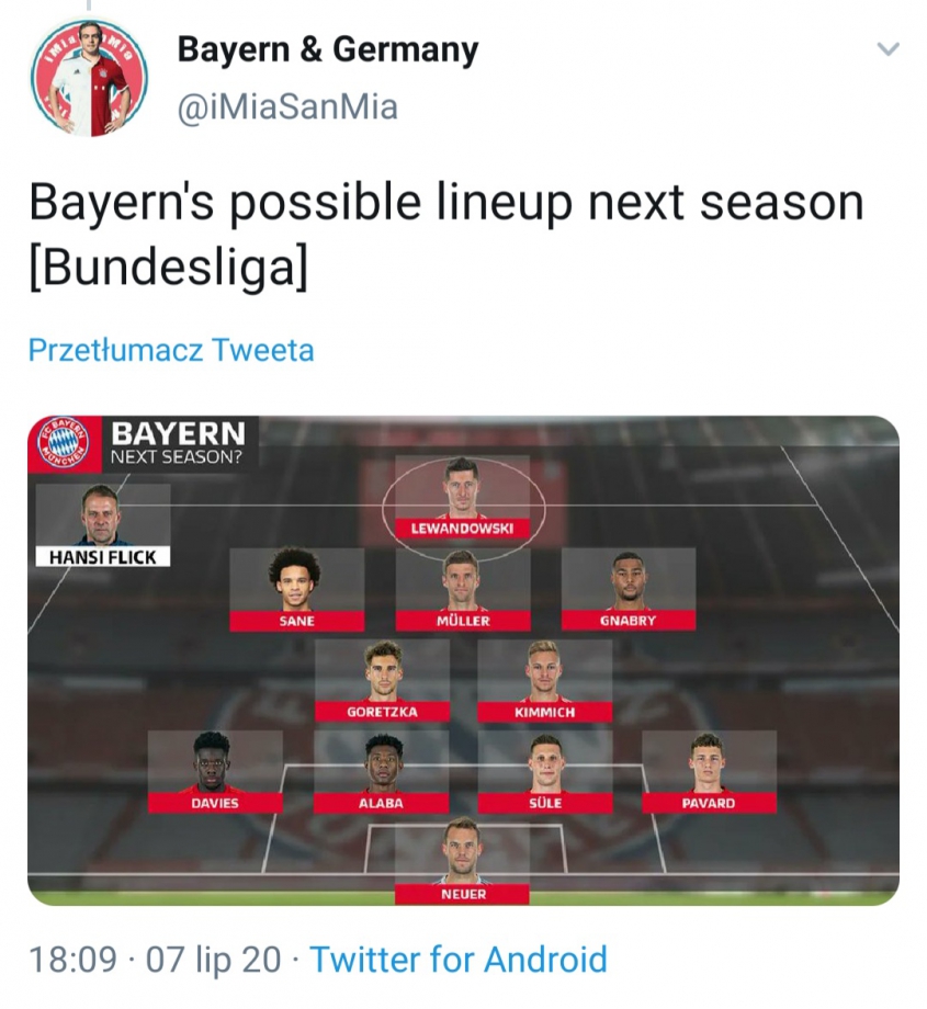 Tak w przyszłym sezonie może WYGLĄDAĆ SKŁAD Bayernu